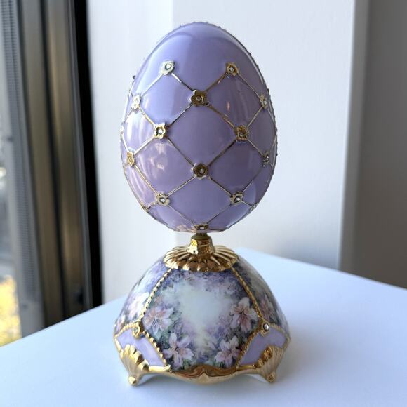 Ardleigh Elliott Porcelain Egg Music Box Amethyst Vision by Lena Liu Hummingbird - Picture 9 of 12